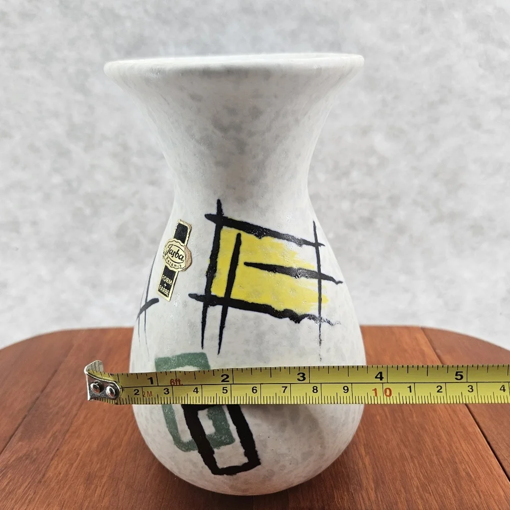 Vintage Ceramic Vase West Germany geometric design MCM Retro‎ 7x4